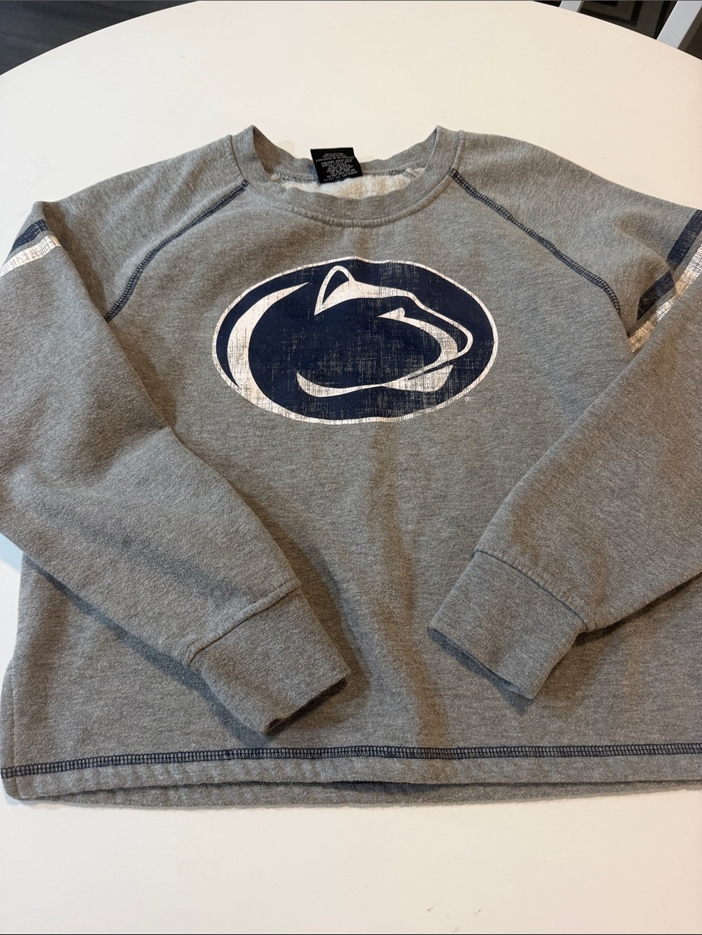Colosseum Gray Crewneck Sweatshirt with Navy Logo